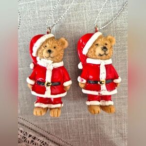 VTG Santa Claus Teddy Bear Christmas Ornament 2"
